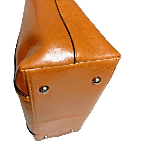 MDBM Maison de Beauté Provence Tan Leather Front Pocket Tote Handbag Messenger - Picture 7 of 13